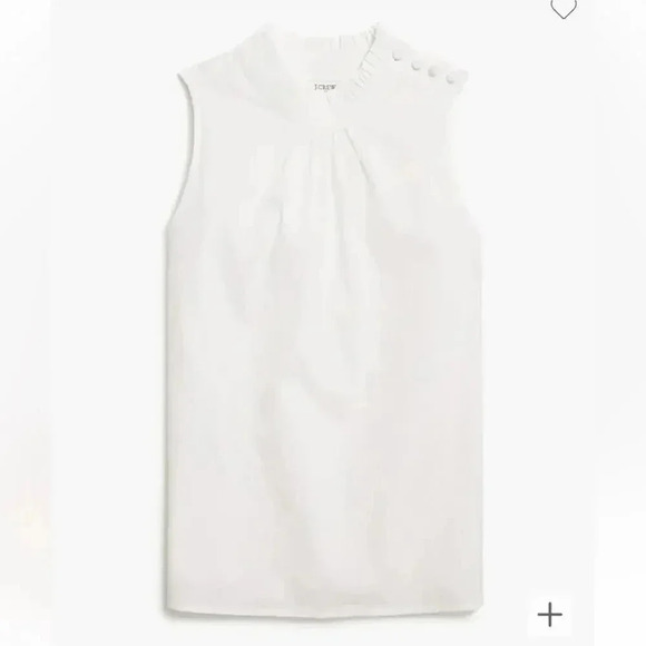 J Crew Button Ruffle Neck Top White M NWT - Picture 4 of 9